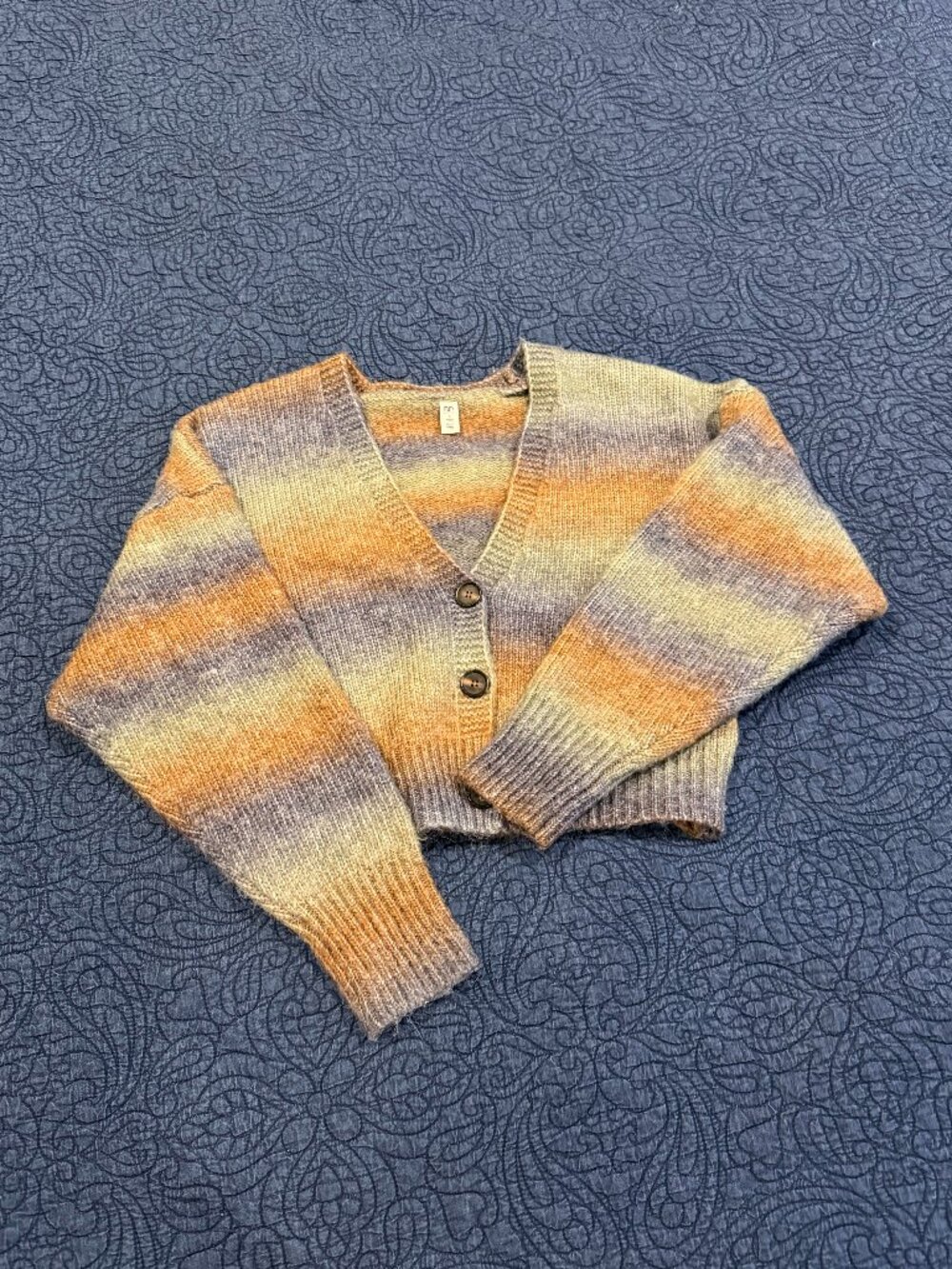 BP. Striped Cropped V-Neck Cardigan Wool Blend Size S